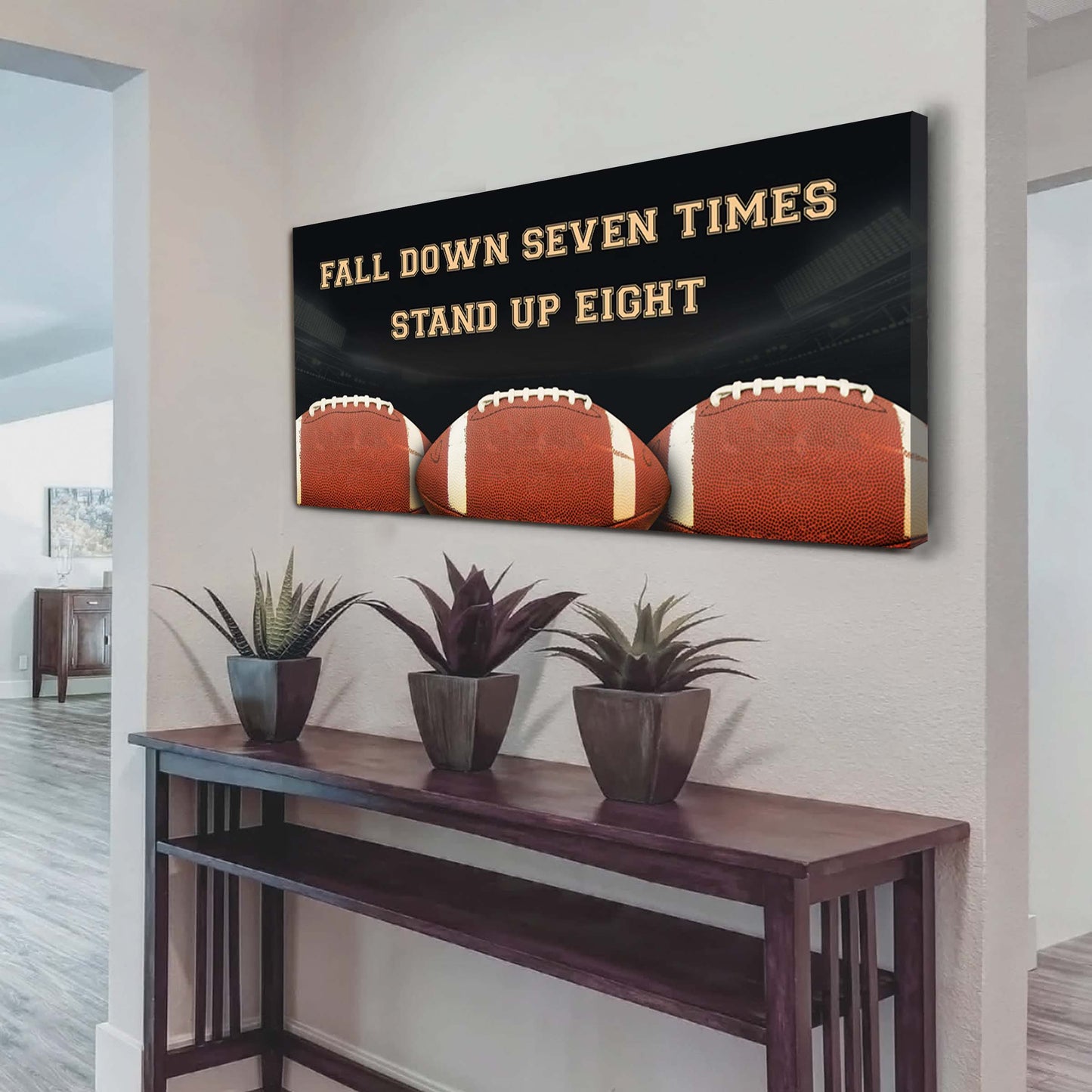 american football poster canvas fall down seven times stand up eight