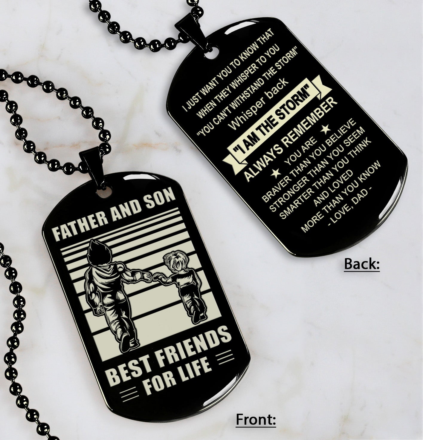 wbh-personalized double sided dog tag father and son best friends for life - message on the back side