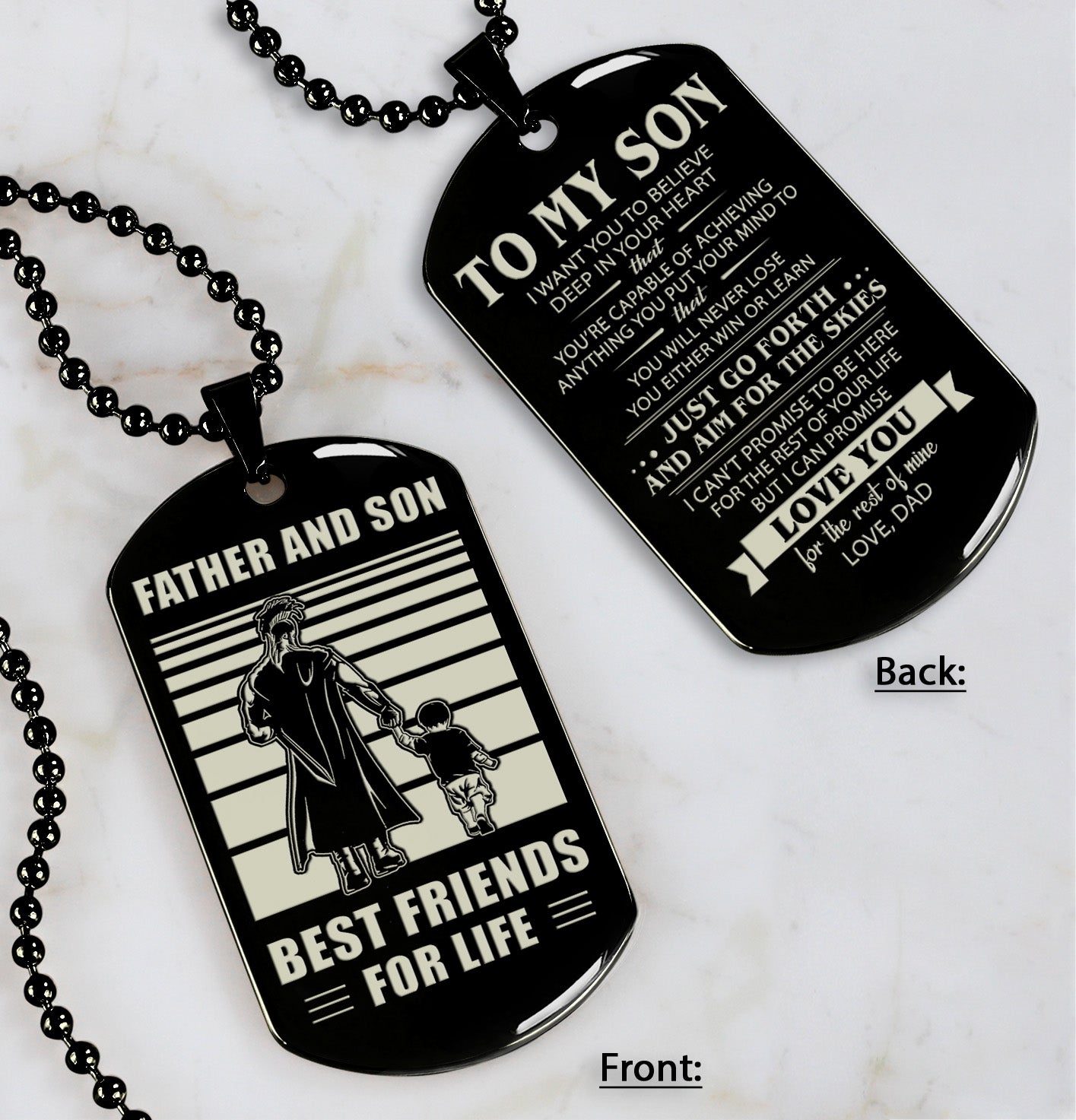 hm12 - customizabled double sided dog tag father and son best friends for life