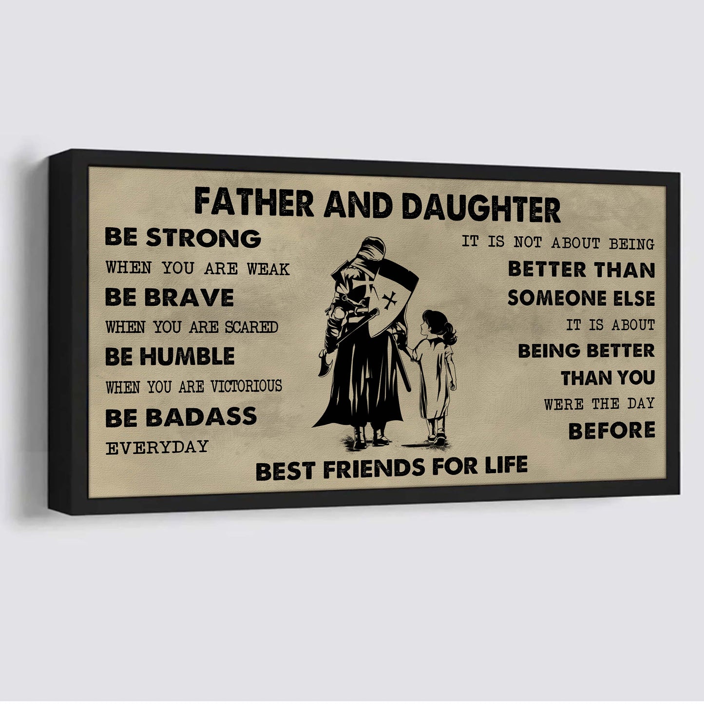 biker father and daughter best friends for life - be strong when you are weak poster canvas gift for daughter from father