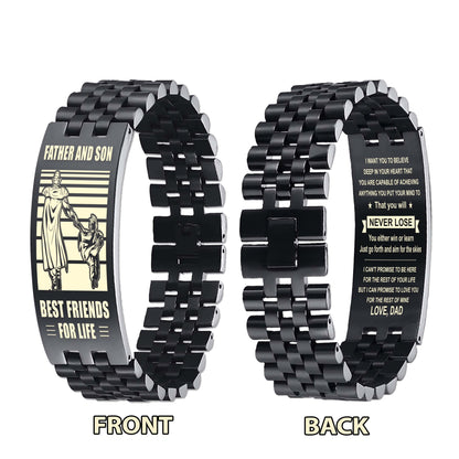 Samurai Personalized Double Sided Bracelet Father And Son Best Friends For Life - Message on the back side