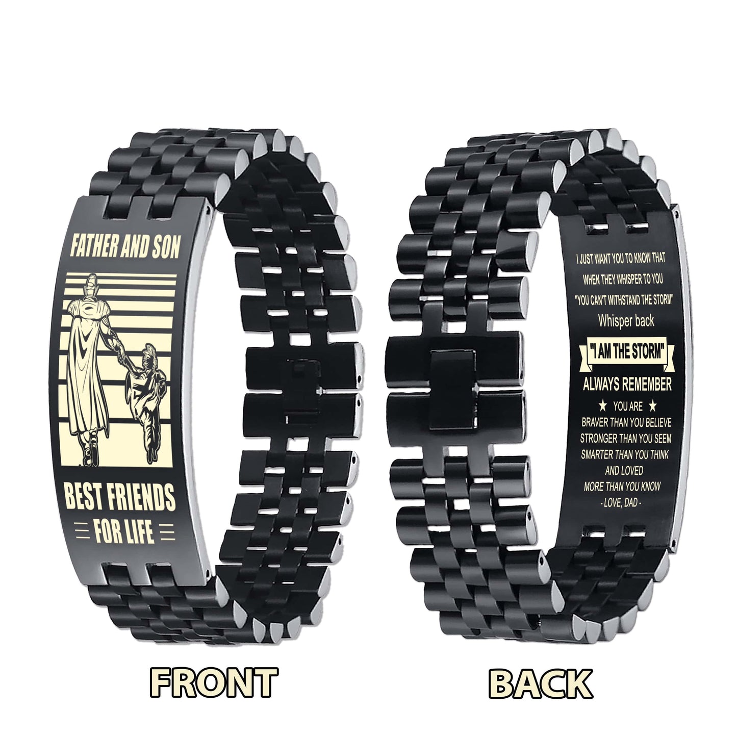 wbh vikings personalized double sided bracelet father and son best friends for life - message on the back side