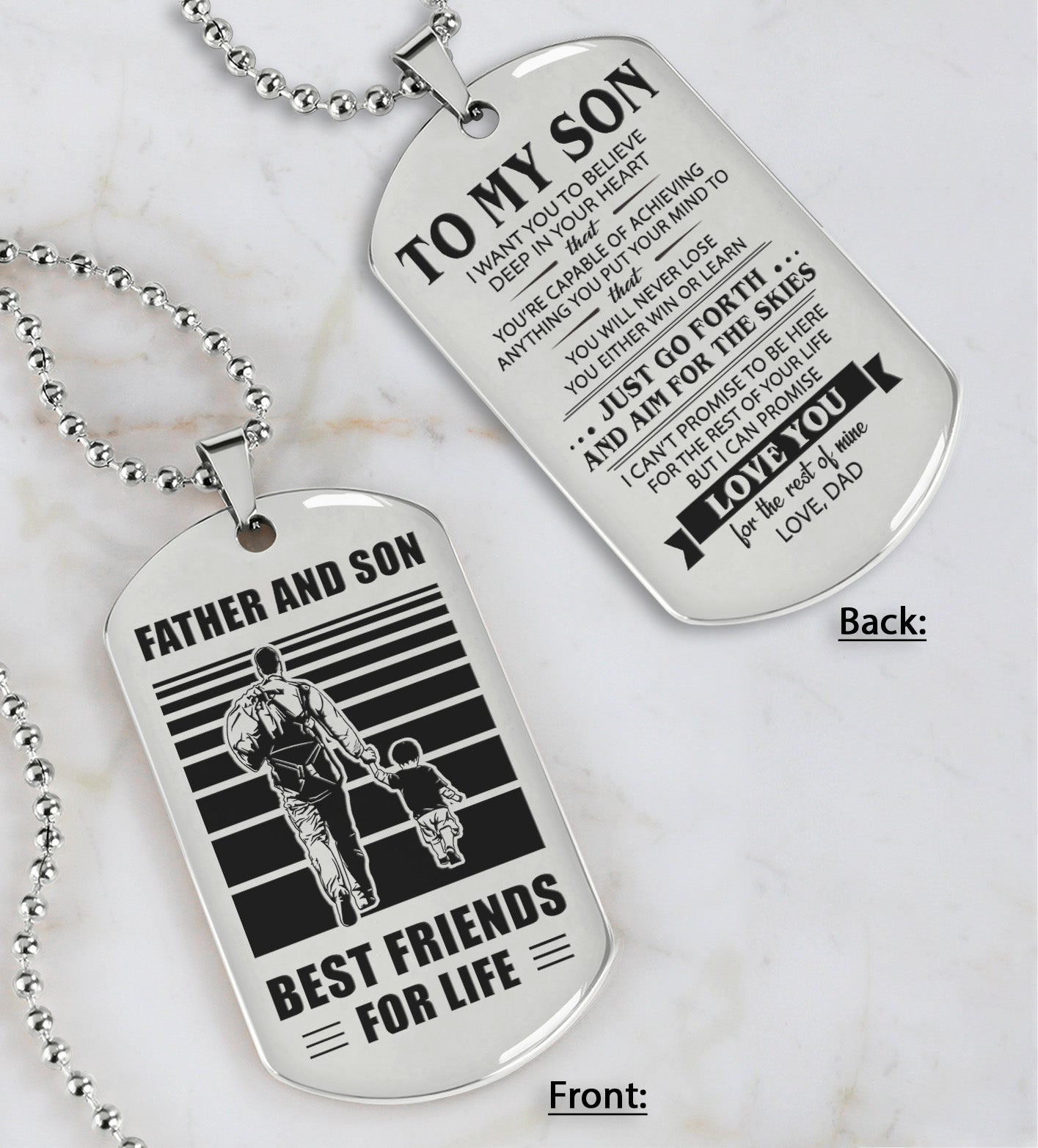 hm12 - customizabled double sided dog tag father and son best friends for life