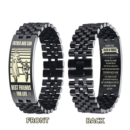 GK STO Personalized Double Sided Bracelet Father And Son Best Friends For Life - Message on the back side