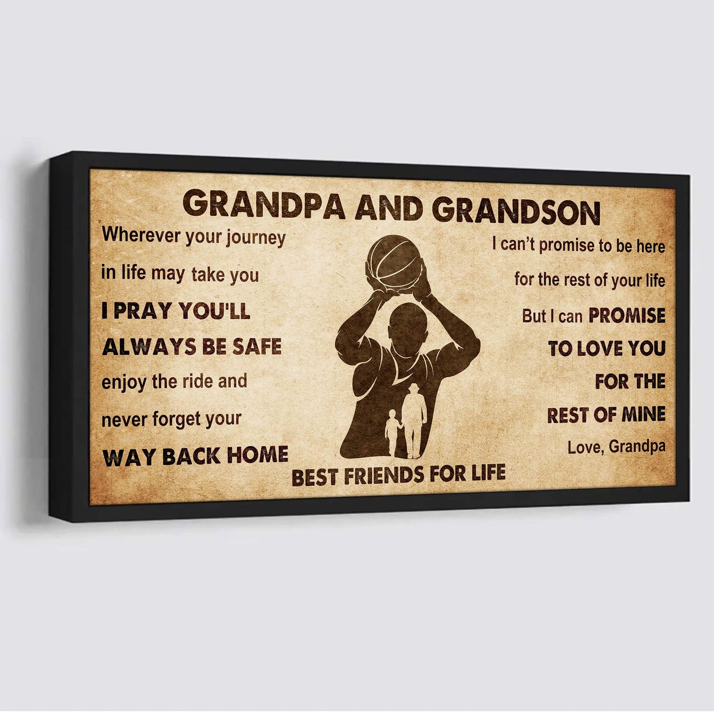 personalized grandpa to grandson poster canvas father and son best friends for life - message for your grandson gifts for him