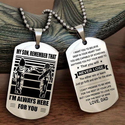 DRB Personalized Double Sided Dog Tag My Son Remember That I Will Always Here You Will Never Lose You Either Win Or Learn