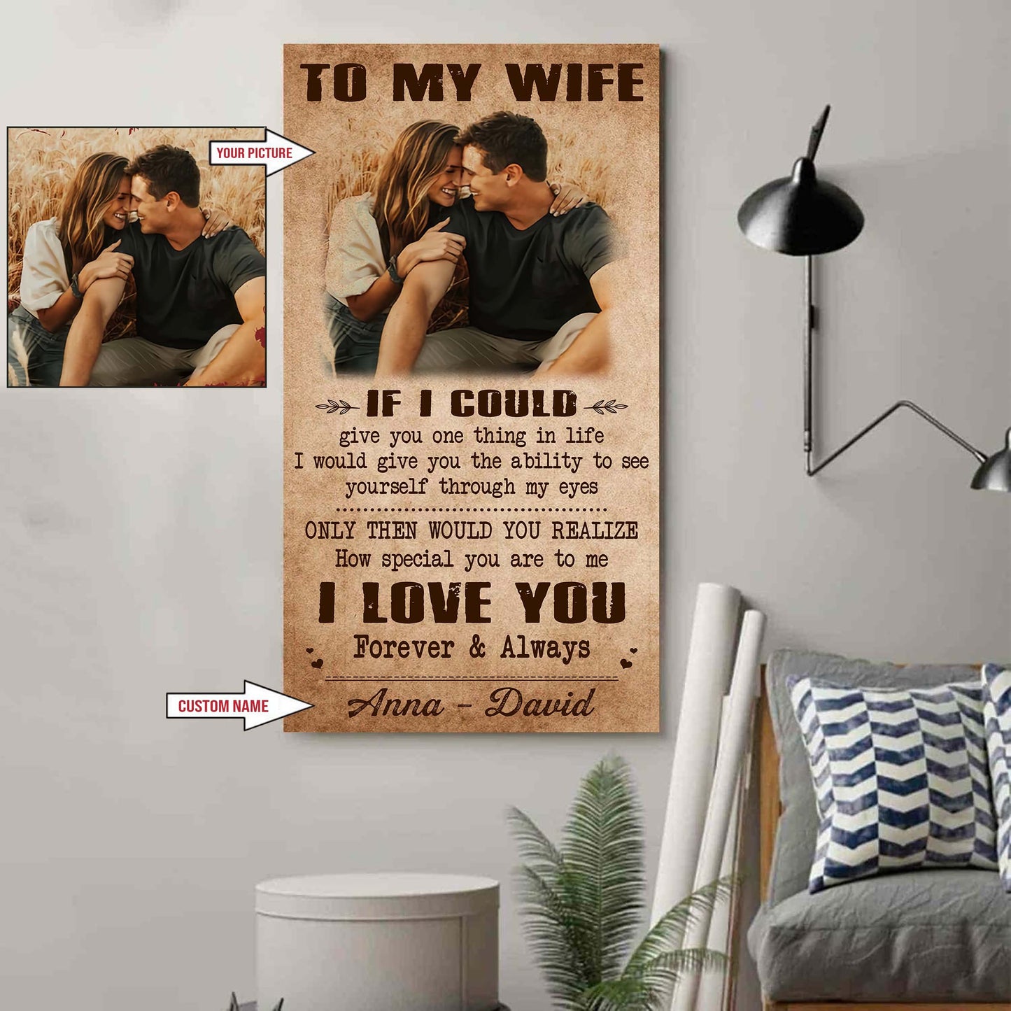 valentine gifts-custom image canvas-husband to wife- when i say i love you more