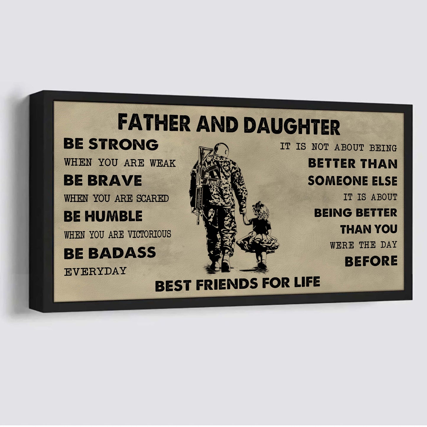 biker father and daughter best friends for life - be strong when you are weak poster canvas gift for daughter from father