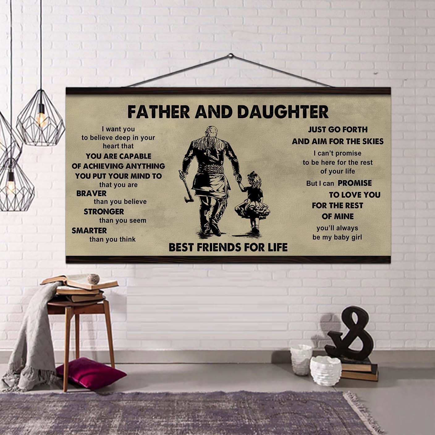 family father and daughter best friends for life  - that you are braver than you believe poster canvas gift for daughter from father