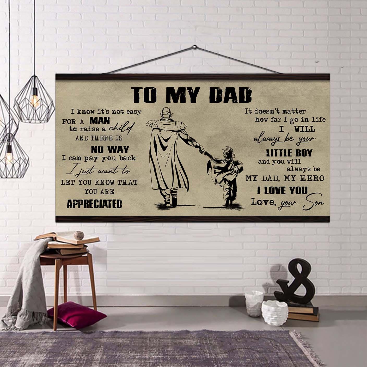 biker to my dad i know it not easy for a man to raise a child - i will always your little boy canvas poster