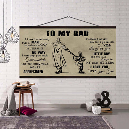 Biker To My Dad I Know It Not Easy For A Man To Raise A Child - I Will Always Your Little Boy Canvas Poster