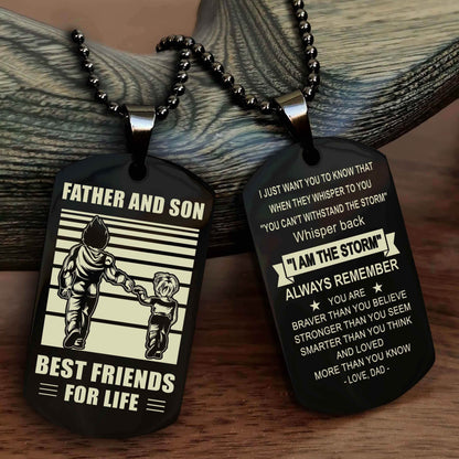 Cowboy Personalized Double Sided Dog Tag To My Son I Love You - Whisper Back I'm The Storm