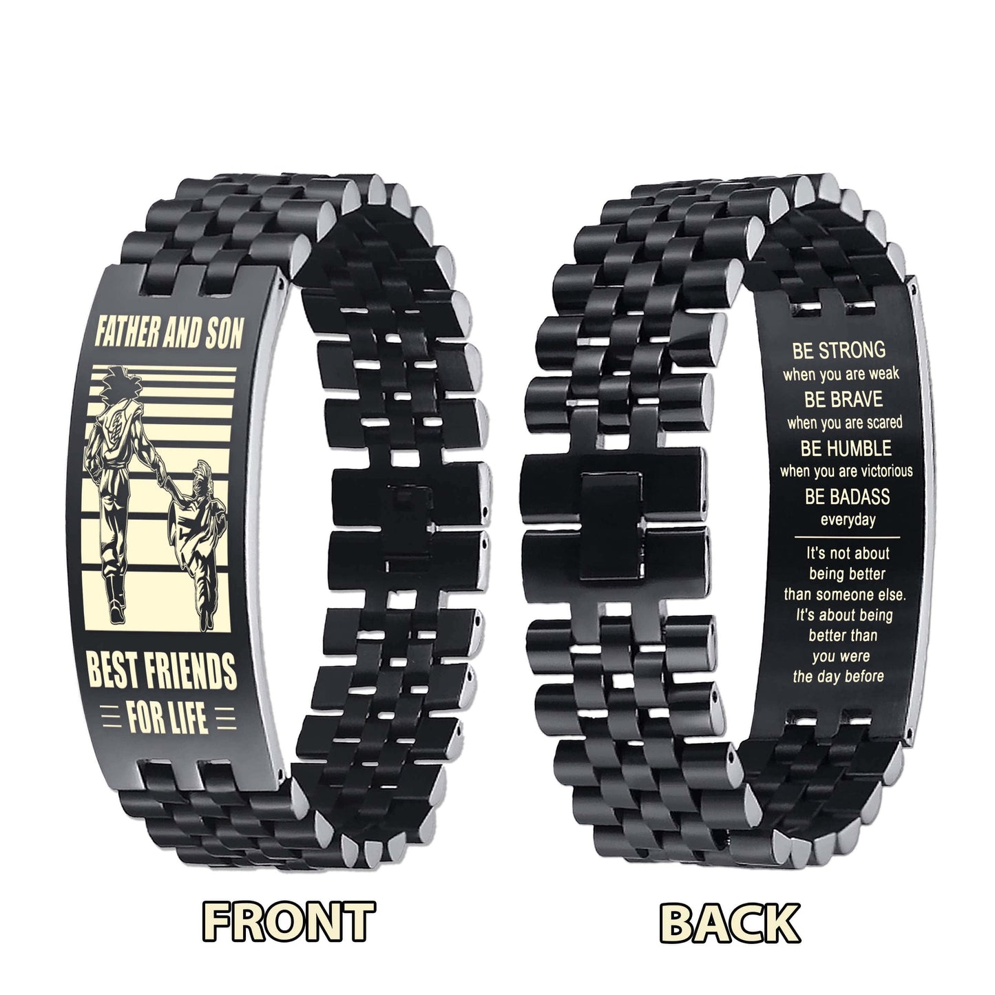 ant samurai personalized double sided bracelet father and son best friends for life - message on the back side