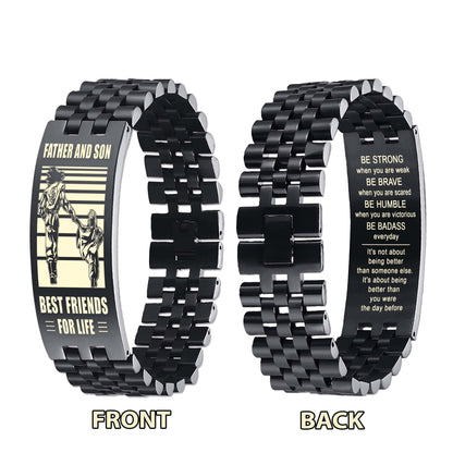 Samurai Personalized Double Sided Bracelet Father And Son Best Friends For Life - Message on the back side