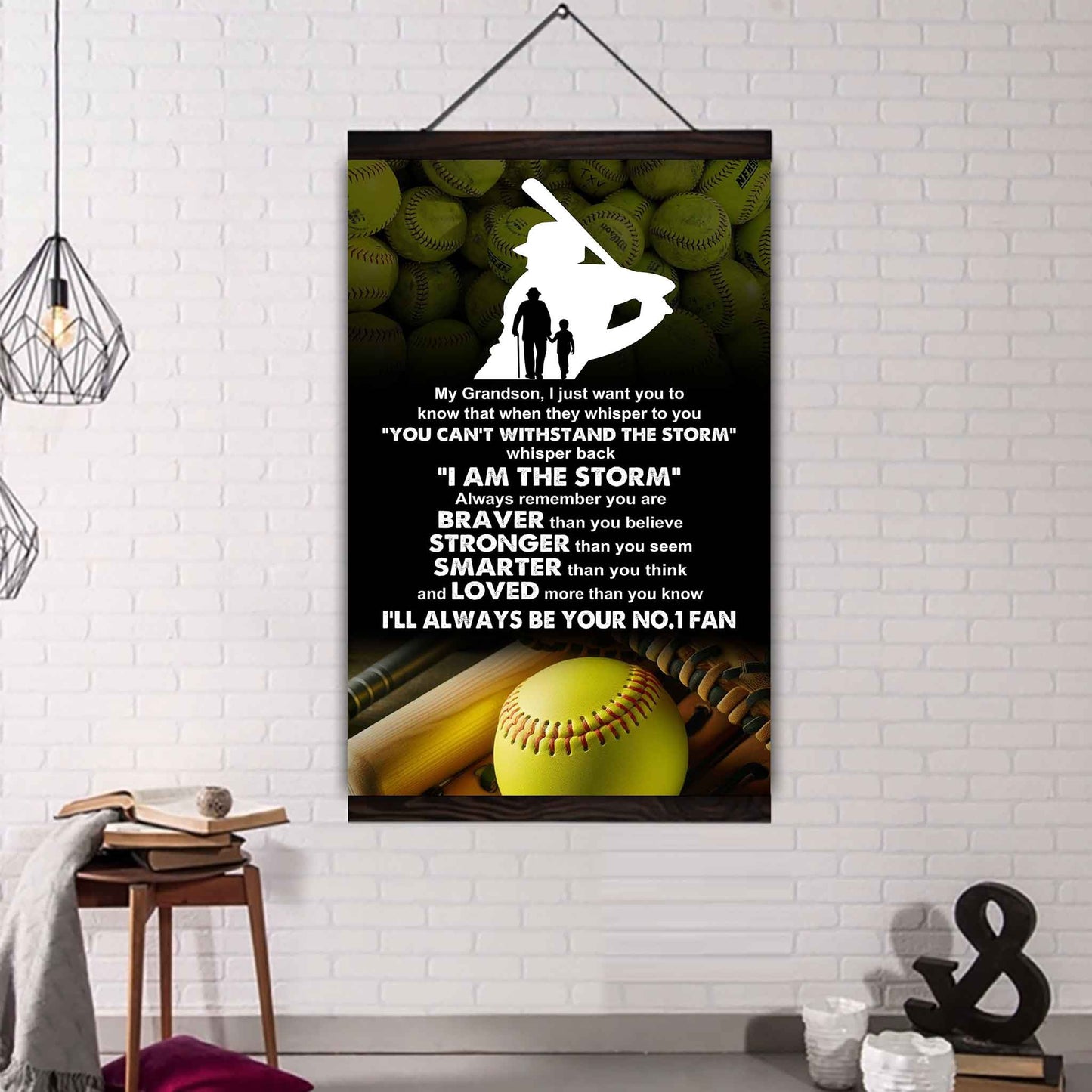 Sport Poster Canvas Granpa To Grandson - Whisper Back I Am The Storm I Will Always Your No 1 Fan