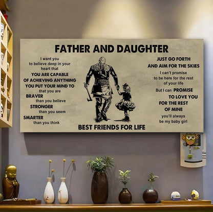 DRB Father And Daughter Best Friends For Life  - That You Are Braver Than You Believe Poster Canvas Gift For Daughter From Father