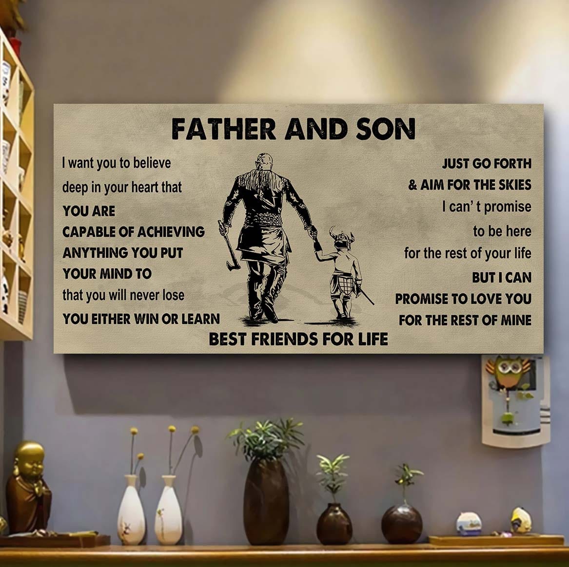 vikings father and son best friends for life - ver 2 you will never lose poster canvas gift for son from father