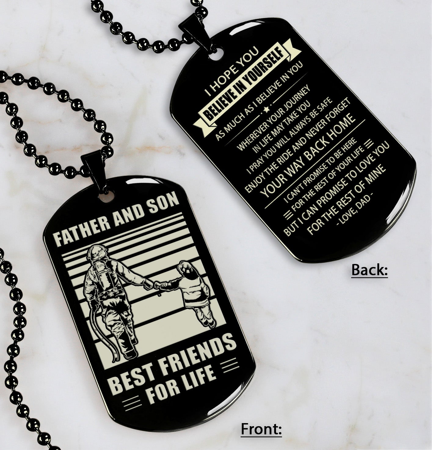 ant-personalized double sided dog tag father and son best friends for life - message on the back side