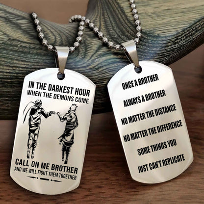 Viking Customizable engraved dog tag double sided gift from brother Once A Brother Always A Brother