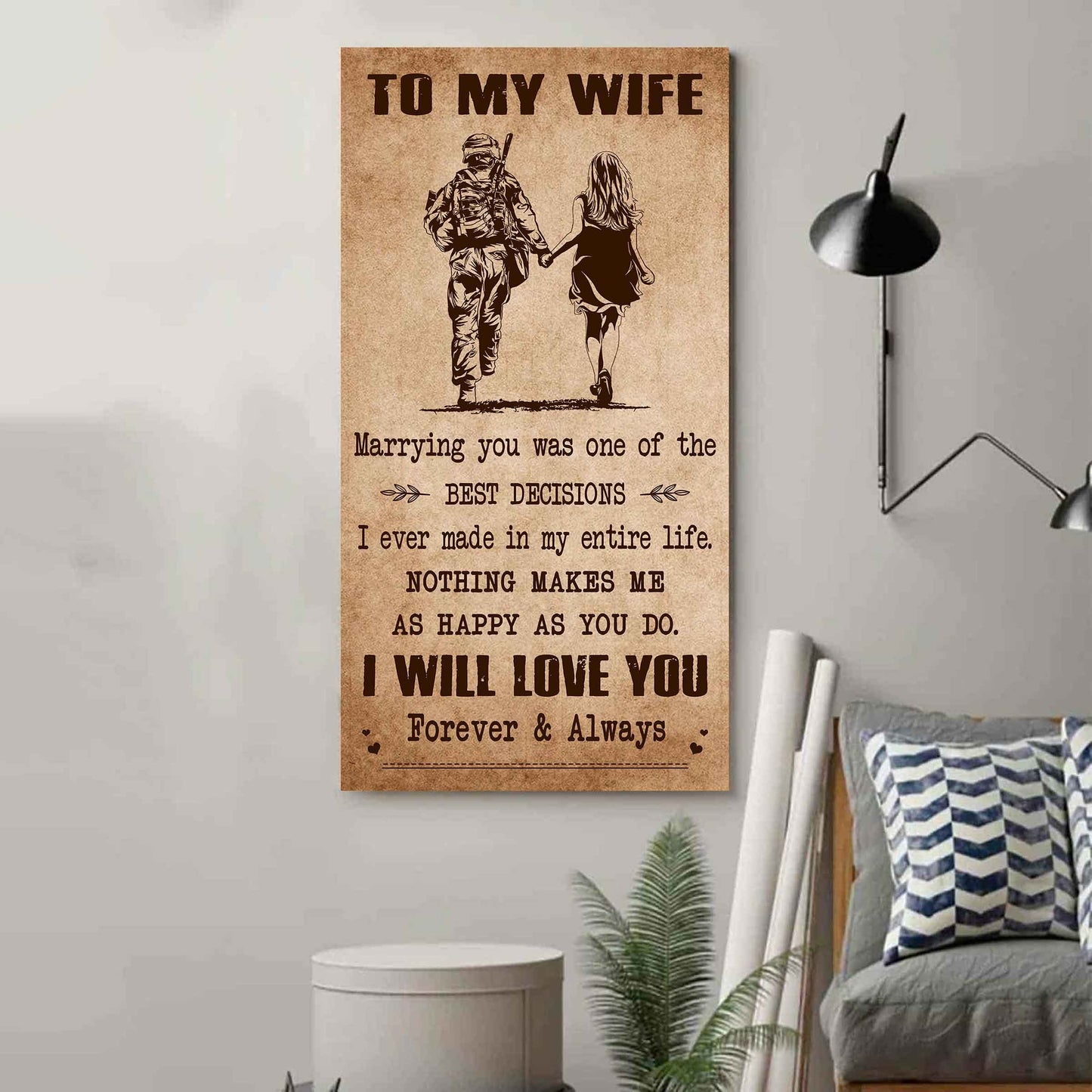 drb vgt- poster canvas to my wife marrying you was one of the best decisions - i will love you forever and always gift for your wife