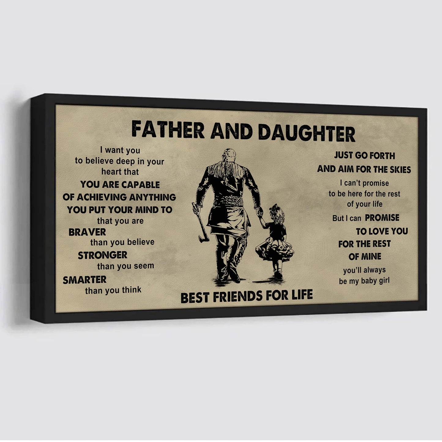 family father and daughter best friends for life  - that you are braver than you believe poster canvas gift for daughter from father