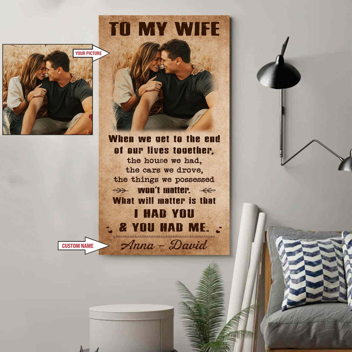 i had you and you had me wife and husband - vertical poster canvas, gift for your darling