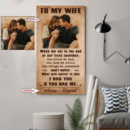 Valentine gifts-Custom image canvas-Husband to Wife- When we get to the end of our lives together