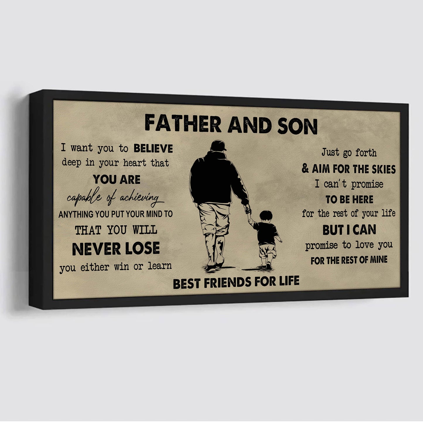 drb father and son best friend for life - you will never lose poster canvas gift for son from father