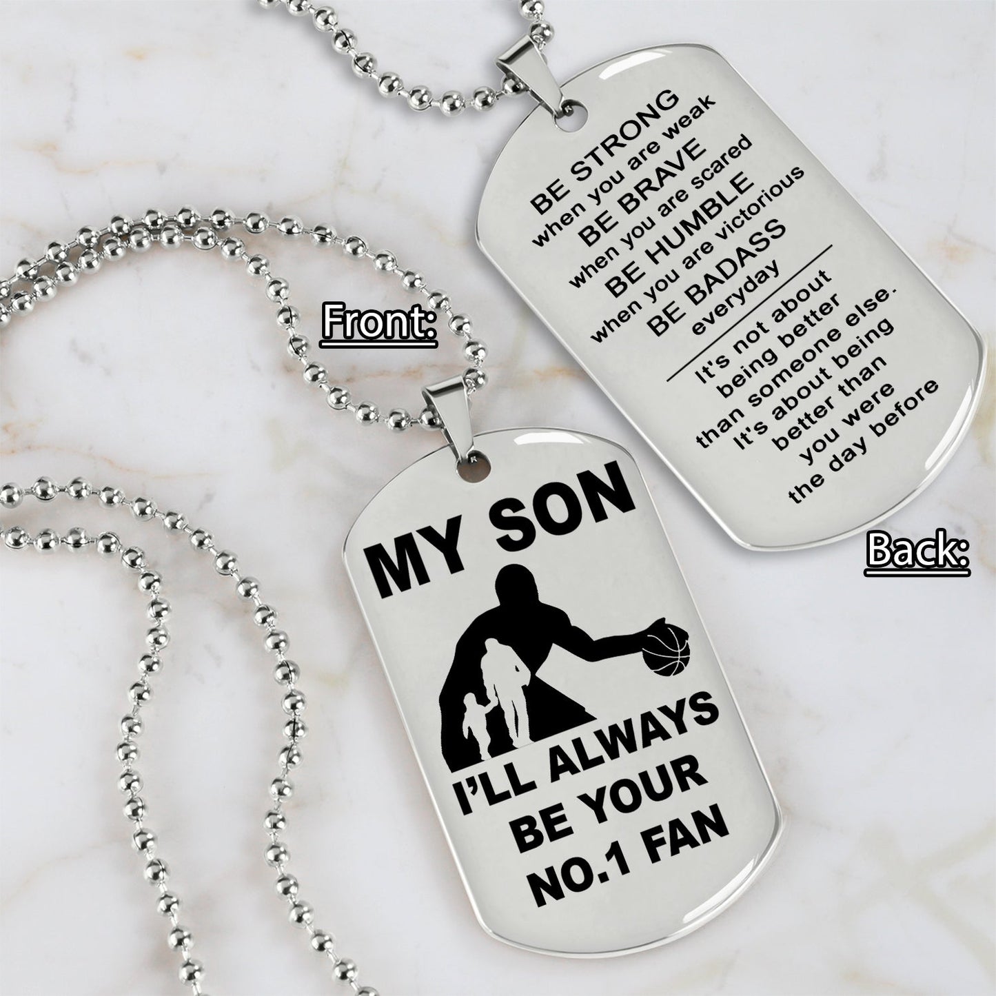 customizable basketball gifts from dad mom to son- it is not about better than someone else, it is about being better than you were the day before, be strong be brave be humble