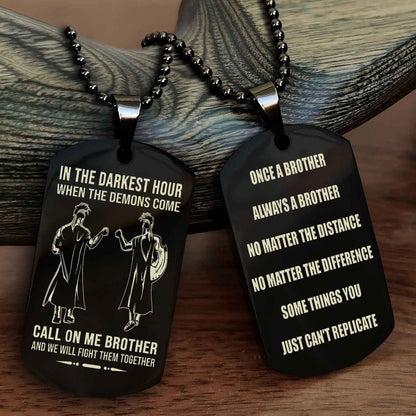 Viking Customizable engraved dog tag double sided gift from brother Once A Brother Always A Brother