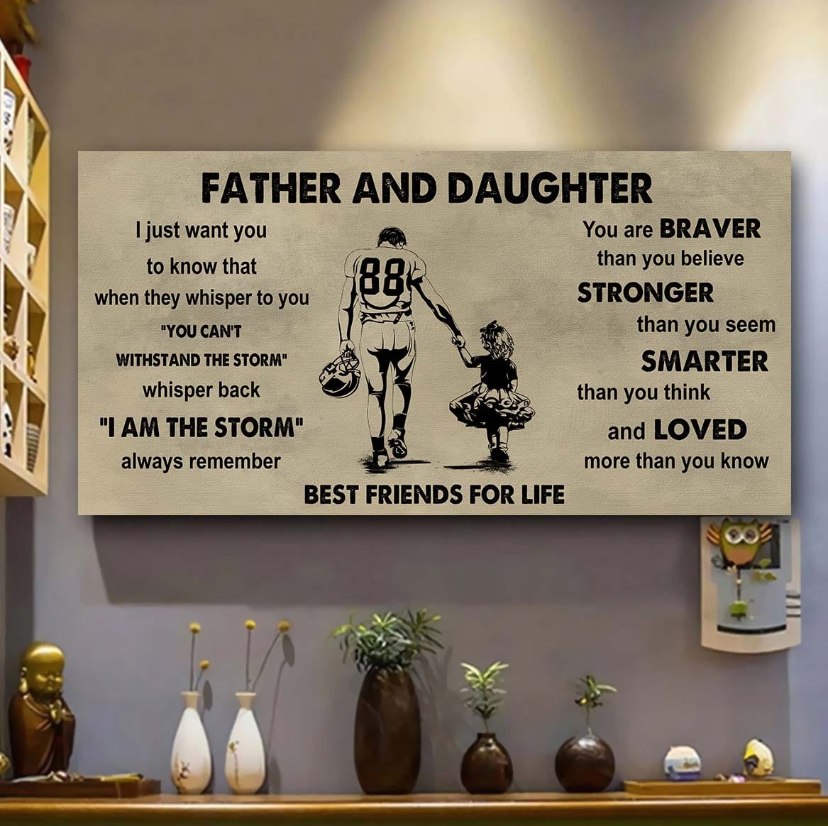 biker father and daughter best friends for life - i am the storm poster canvas gift for daughter from father