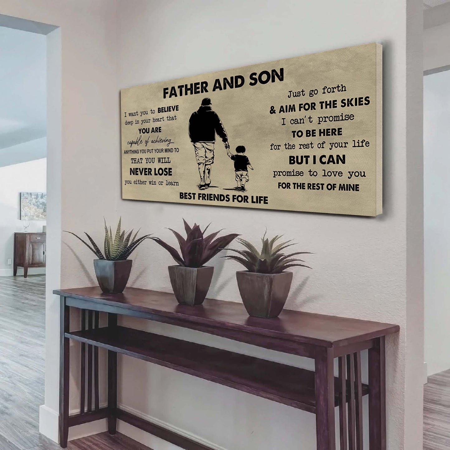 father and kids best friend for life - you will never lose poster canvas