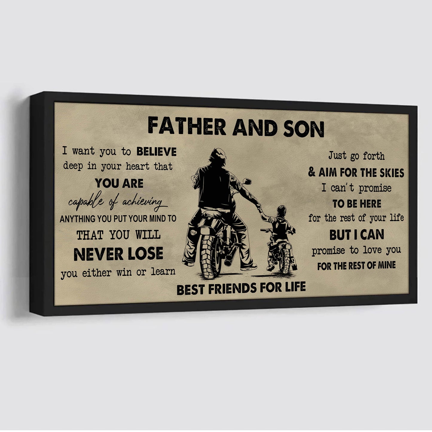 drb father and son best friend for life - you will never lose poster canvas gift for son from father -photo upload