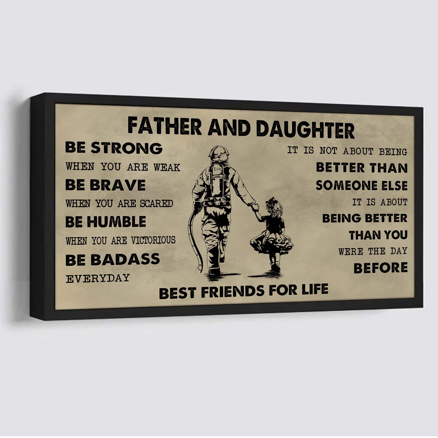 vikings father and daughter best friends for life - be strong when you are weak poster canvas gift for daughter from father