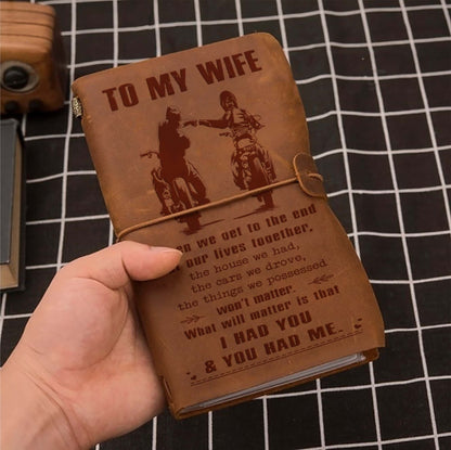 Biker Customizable vintage journal notebook, gifts from husband to wife -Let's go riding