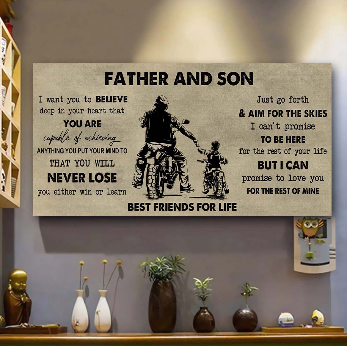 father and son best friend for life - you will never lose poster canvas gift for son from father