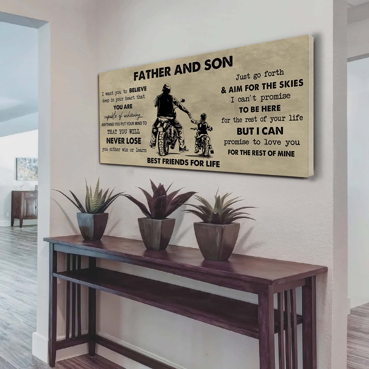 drb father and son best friend for life - you will never lose poster canvas gift for son from father -photo upload