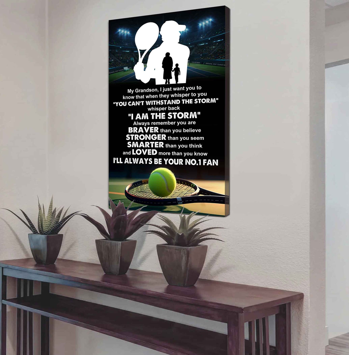 Sport Poster Canvas Grandma To Grandson - Whisper Back I Am The Storm I Will Always Your No 1 Fan