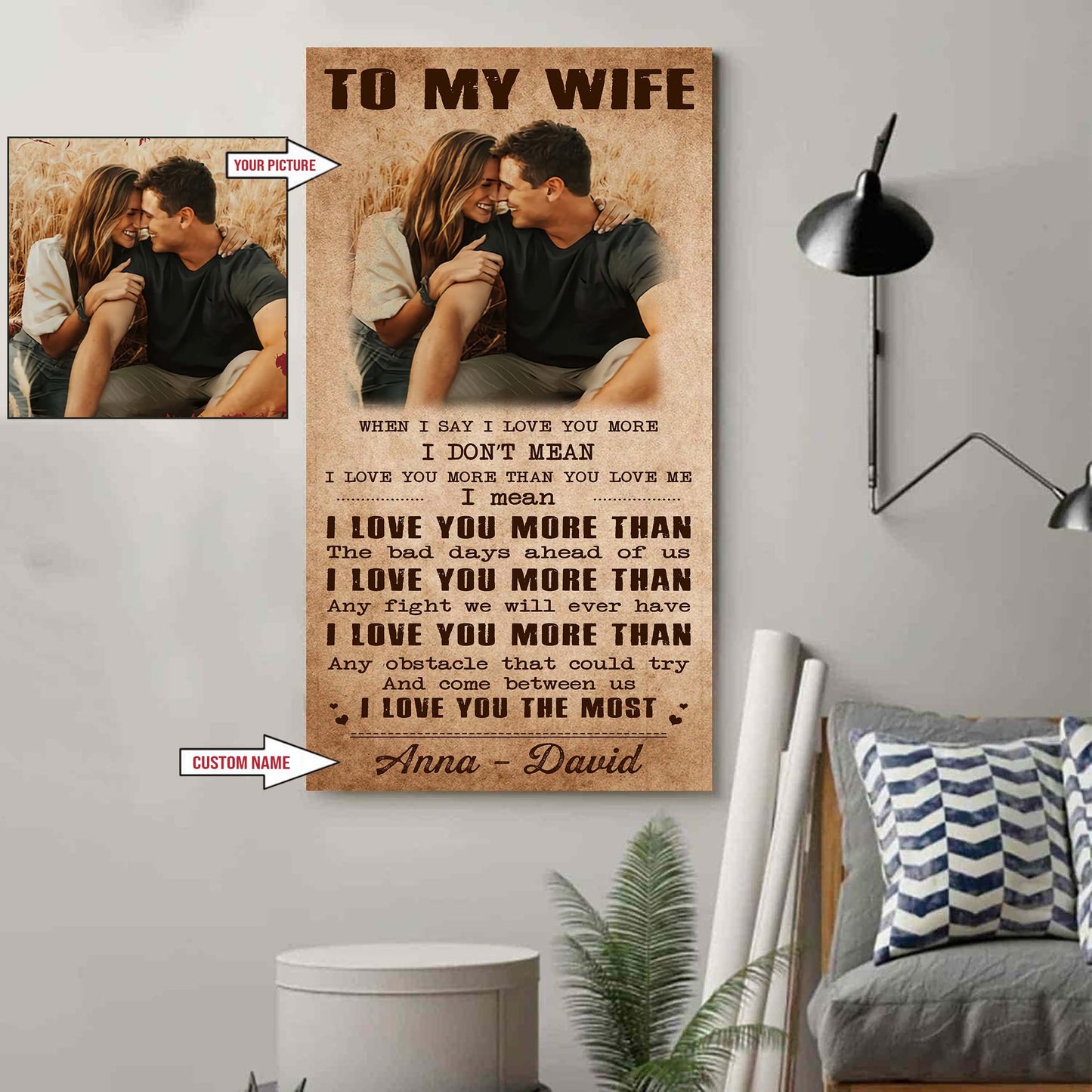 valentine gifts-custom image canvas-husband to wife- if i could give you one thing in life