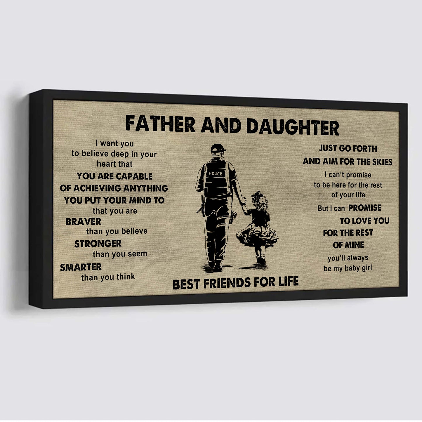 drb father and daughter best friends for life  - that you are braver than you believe poster canvas gift for daughter from father