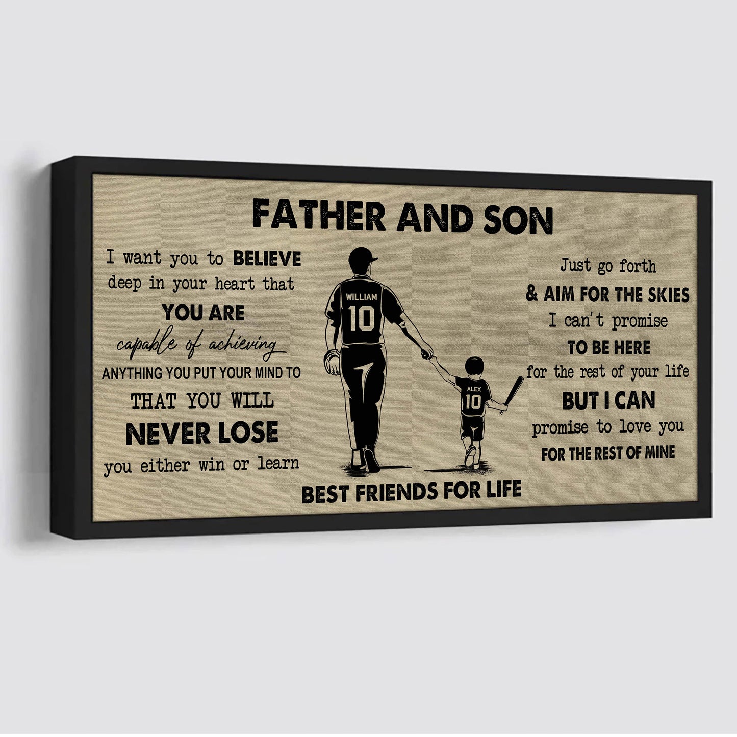 father and kids best friend for life - you will never lose poster canvas