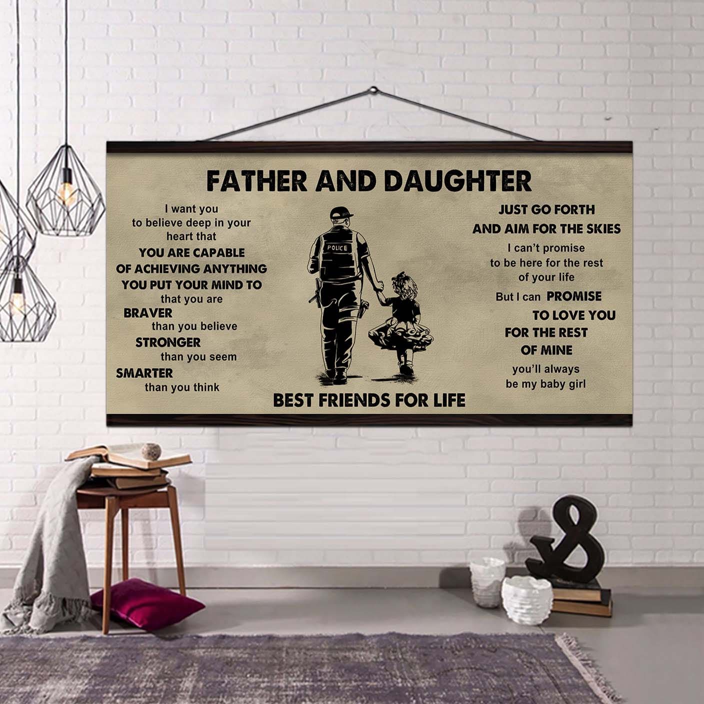 family-photo upload father and daughter best friends for life  - that you are braver than you believe poster canvas gift for daughter from father