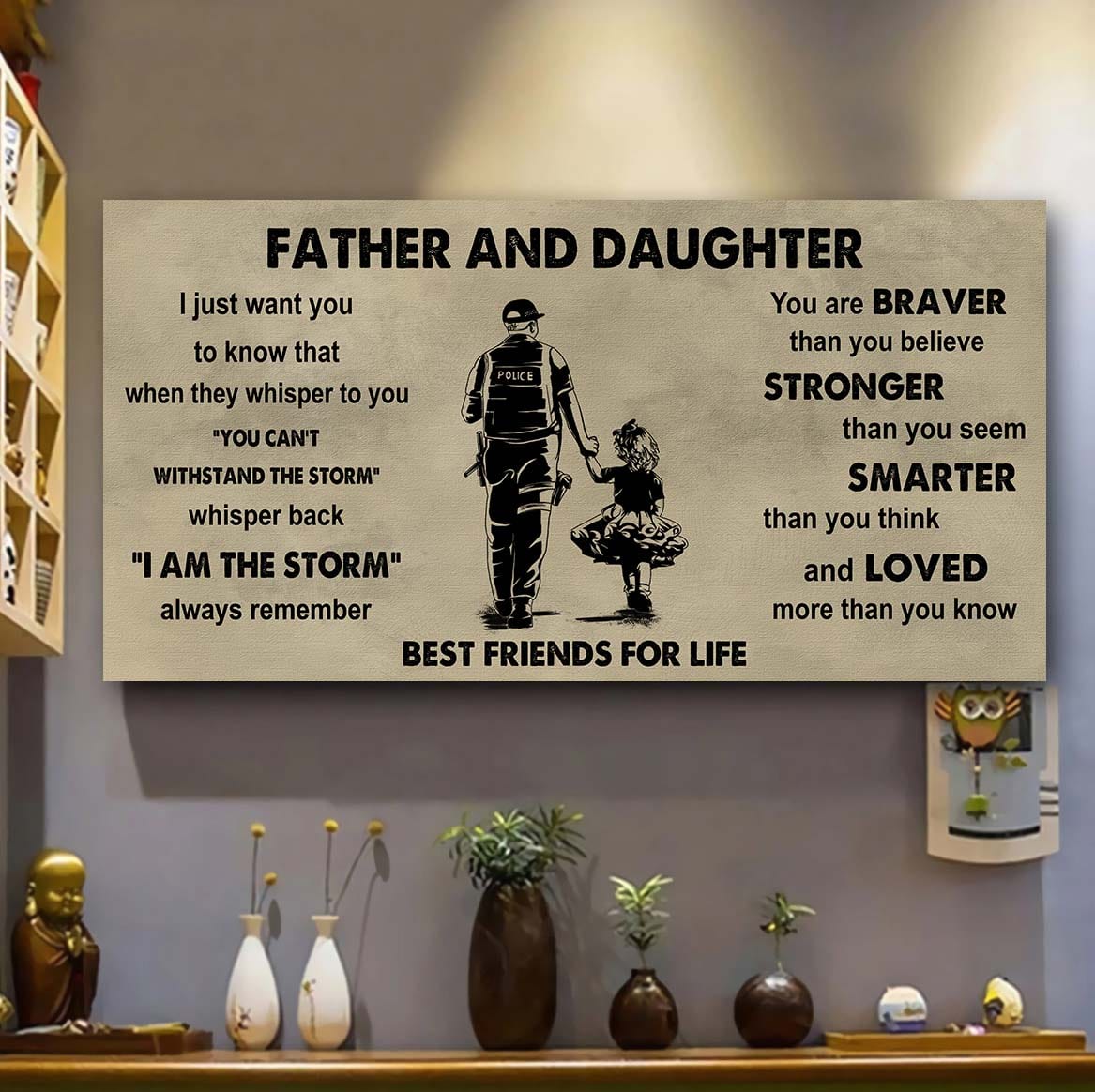 drb father and daughter best friends for life - i am the storm poster canvas gift for daughter from father