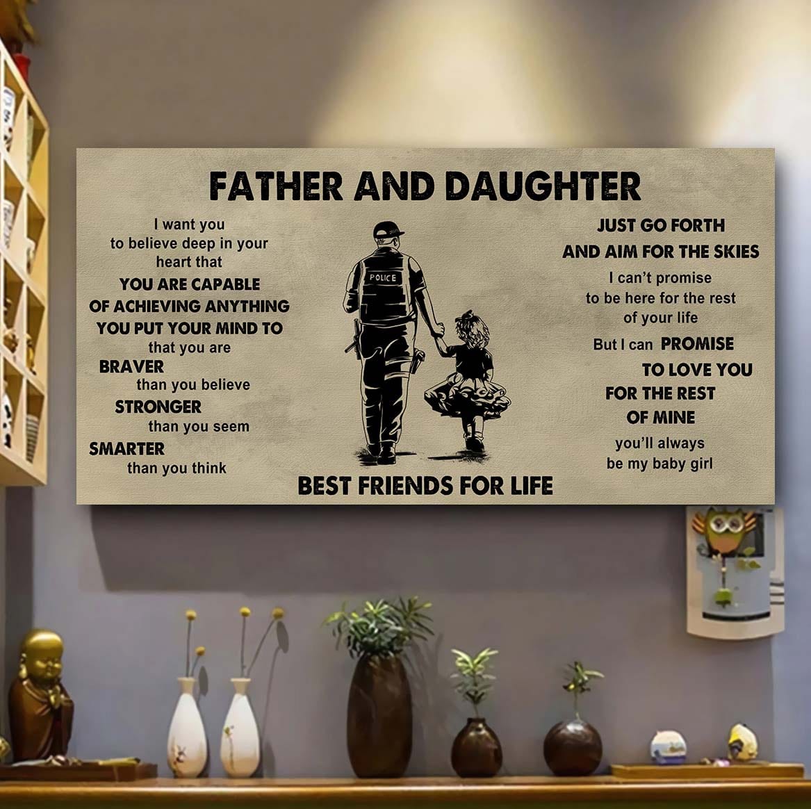 family-photo upload father and daughter best friends for life  - that you are braver than you believe poster canvas gift for daughter from father