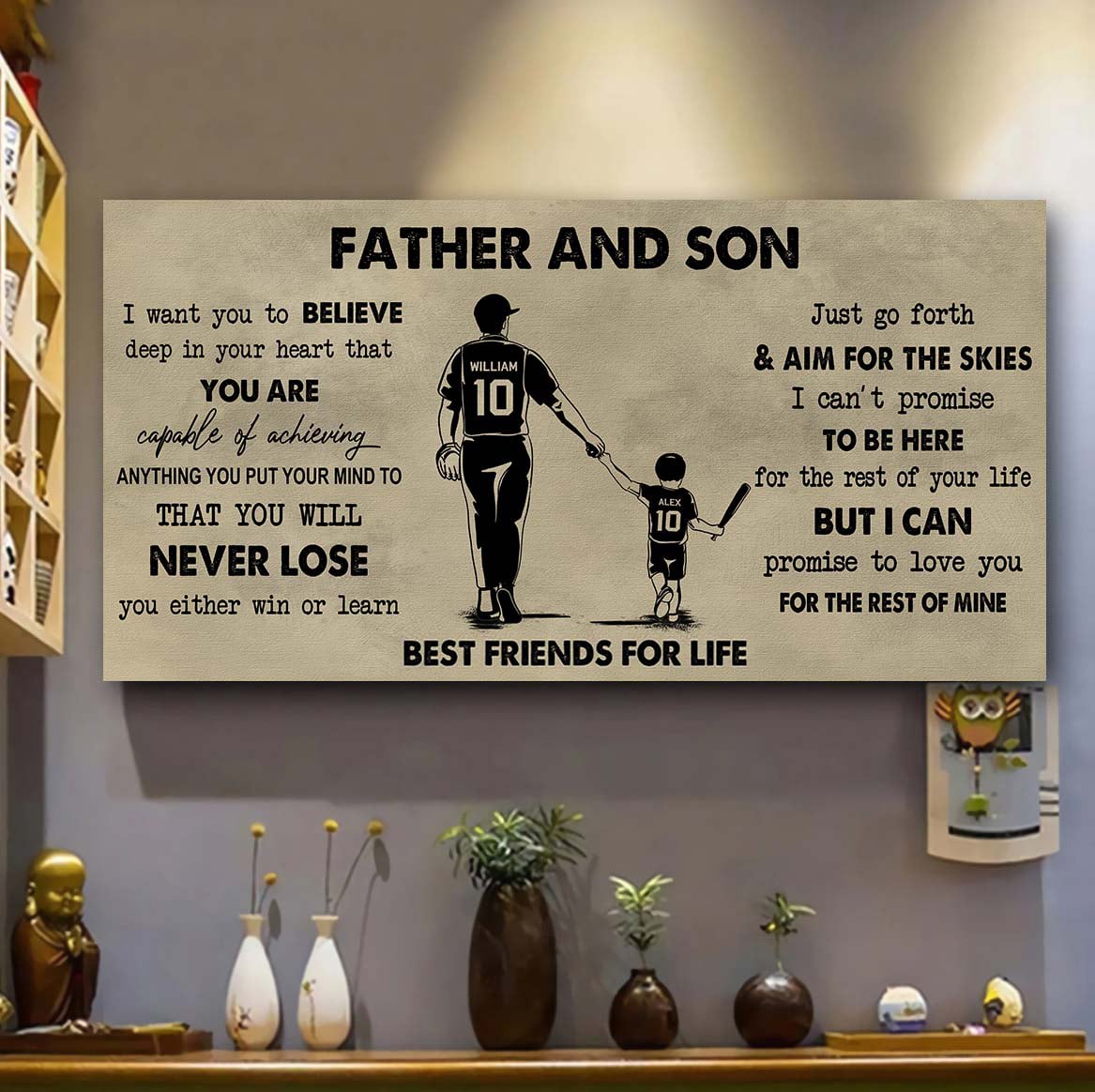 father and son best friend for life - you will never lose poster canvas gift for son from father