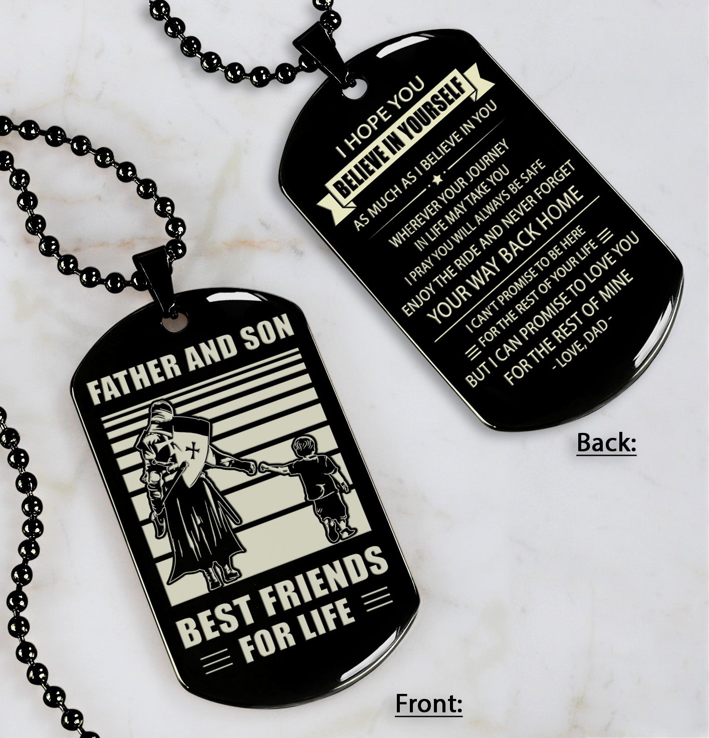 nvl-personalized double sided dog tag father and son best friends for life - message on the back side