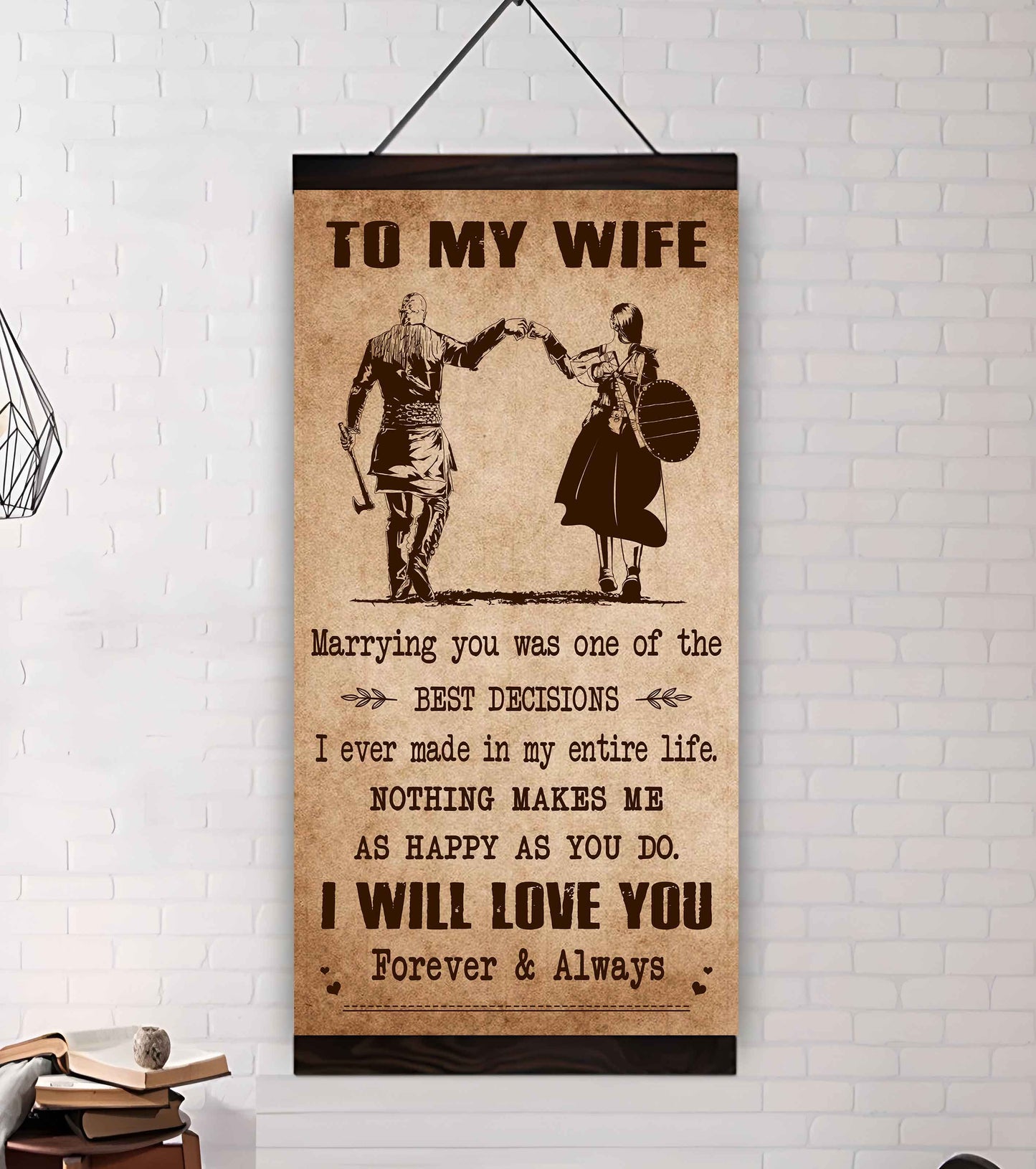 samurai poster canvas to my wife marrying you was one of the best decisions - i will love you forever and always gift for your wife