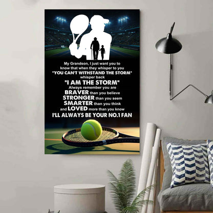 Sport Poster Canvas Granpa To Grandson - Whisper Back I Am The Storm I Will Always Your No 1 Fan