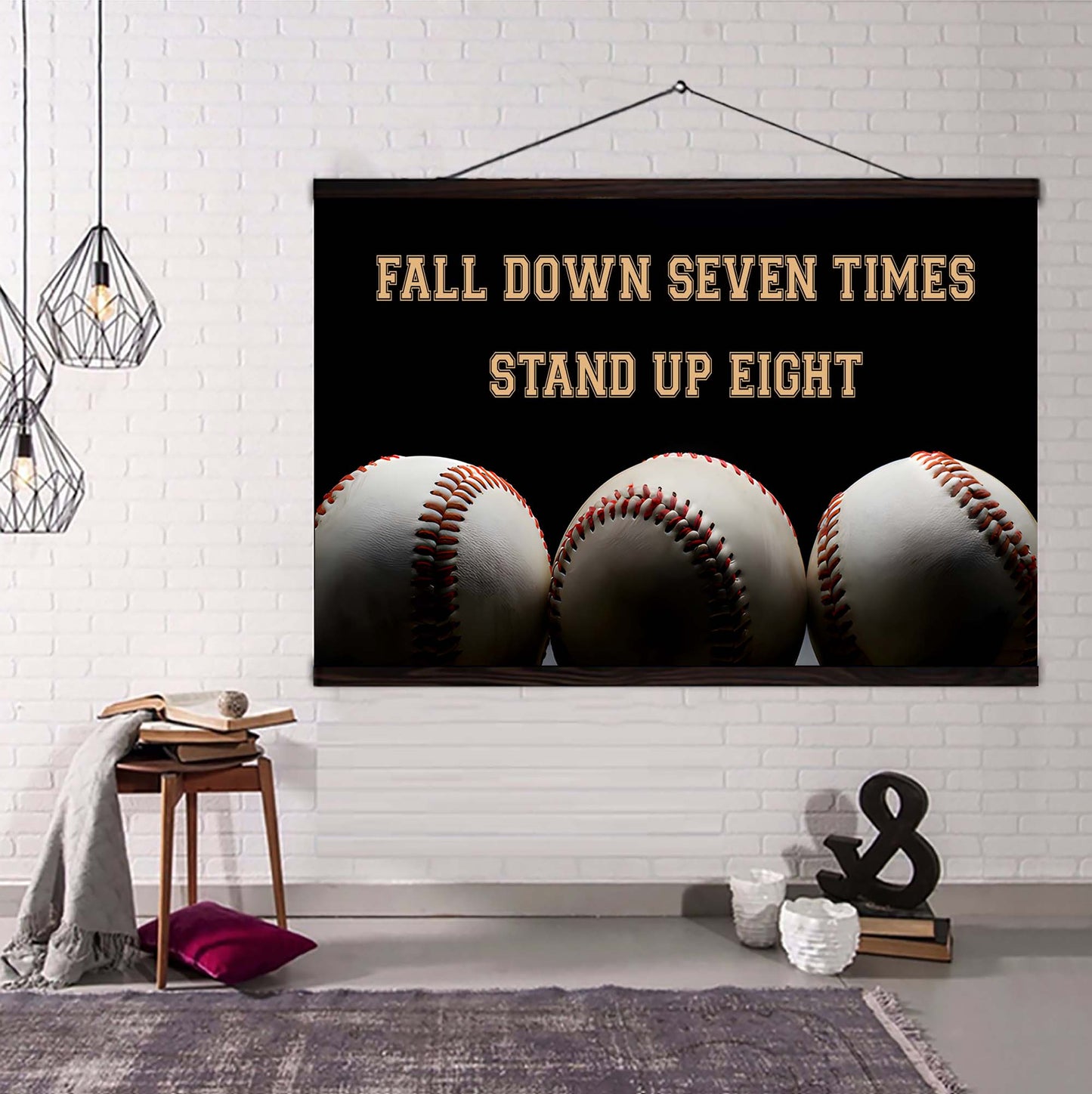 basketball poster canvas fall down seven times stand up eight standard size