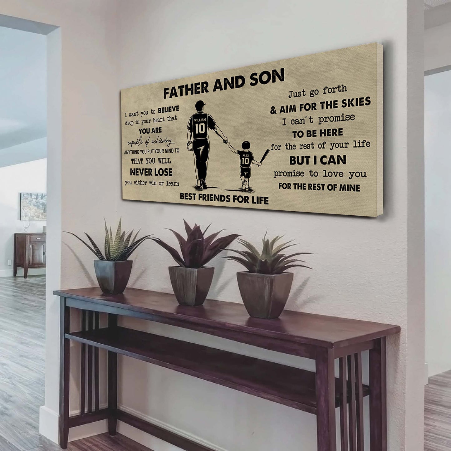 father and son best friend for life - you will never lose poster canvas gift for son from father